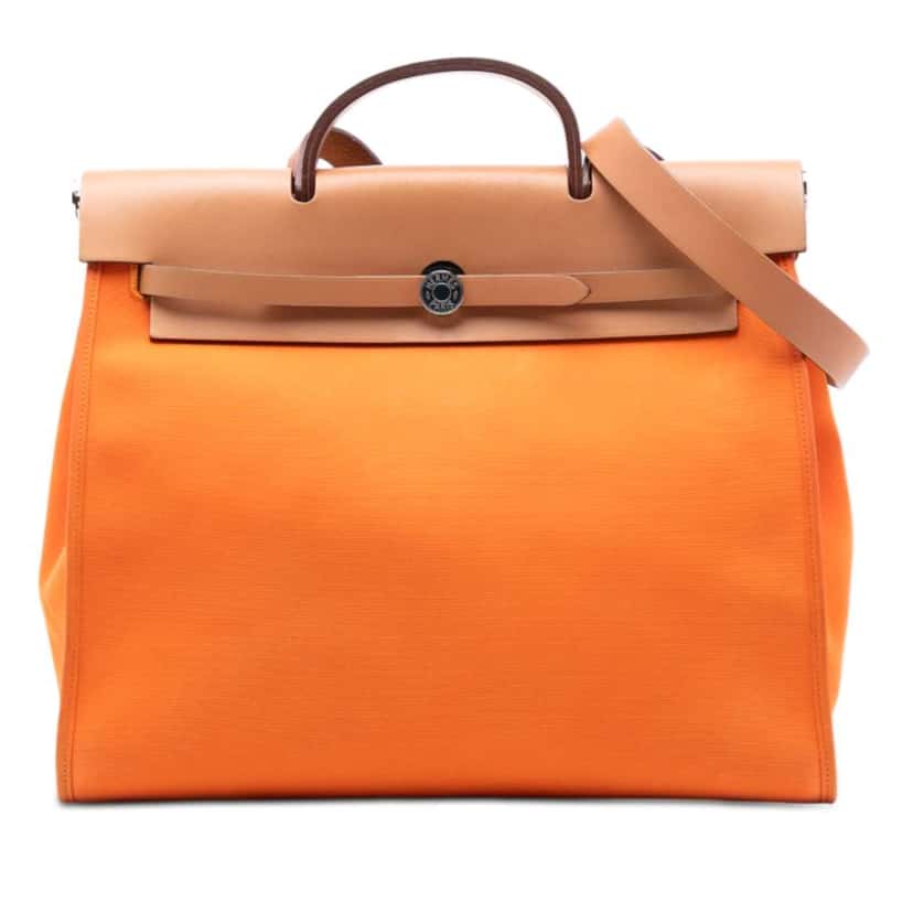 Hermès Toile Herbag Zip 39 Orange Canvas Very good condition - Front View