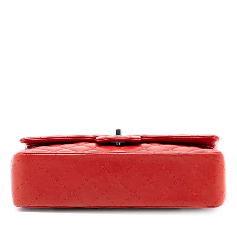 Chanel Medium Classic Lambskin Double Flap Red Leather Very good condition - Inside View
