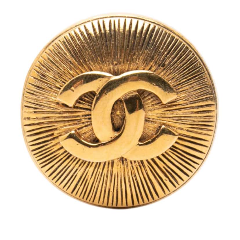 Chanel Gold Plated CC Round Brooch Gold Metal Very good condition - Front View
