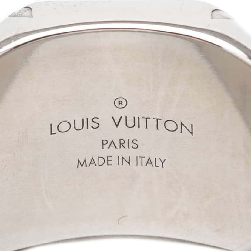 Louis Vuitton Silver Plated Monogram Signet Ring L Silver Metal Good condition - Box View