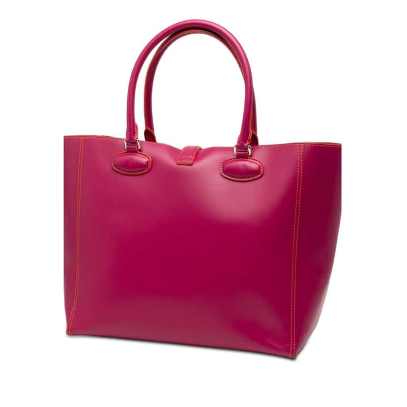 Loewe Leather Perforated Anagram Leo Tote Pink Leather Good condition - Back View