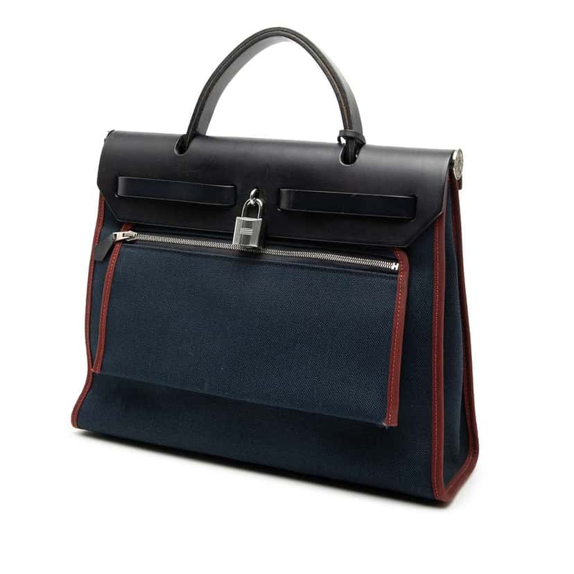 Hermès Toile Herbag Zip 31 Blue Canvas Good condition - Back View