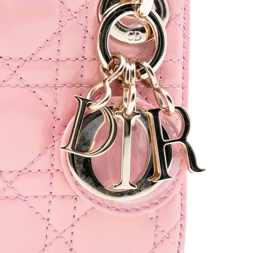 Dior Micro Patent Cannage Lady Dior Pink Leather Good condition - Box View