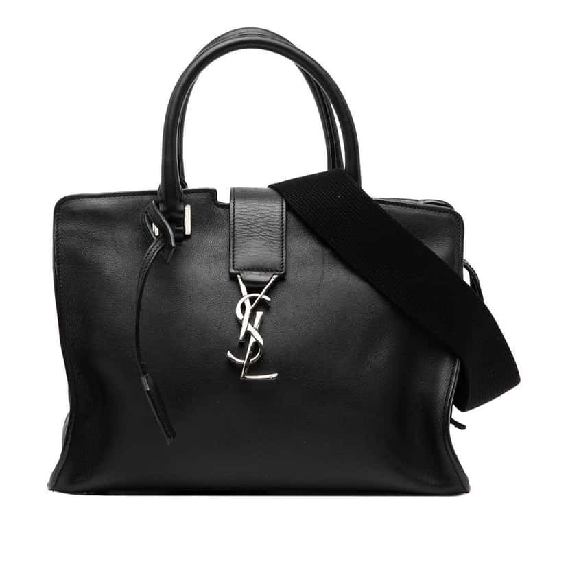 Saint Laurent Baby Leather Monogram Downtown Cabas Satchel Black Leather Good condition - Front View