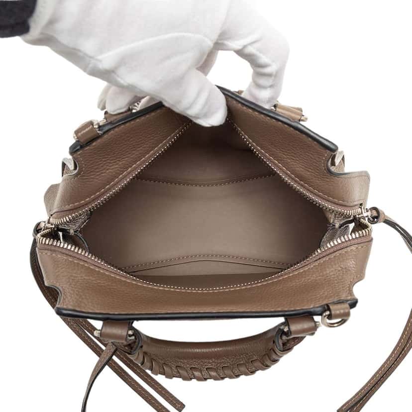 Balenciaga Mini Grained Calfskin Motocross Neo Classic City Satchel Brown Leather Good condition - Model View