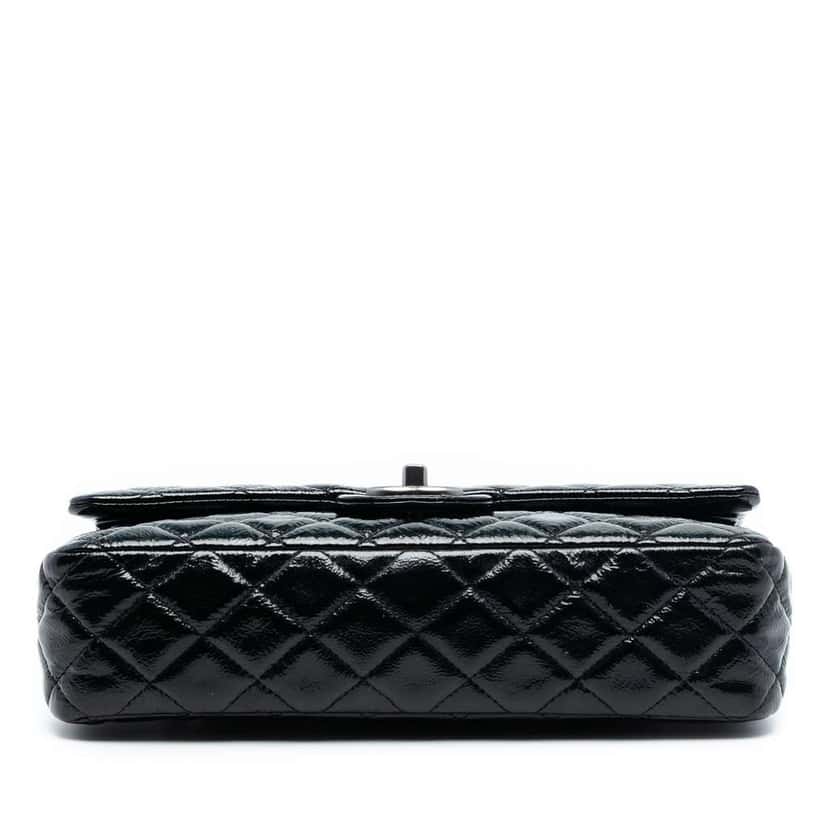Chanel Medium Classic Distressed Patent Double Flap Black Leather Very good condition - Inside View
