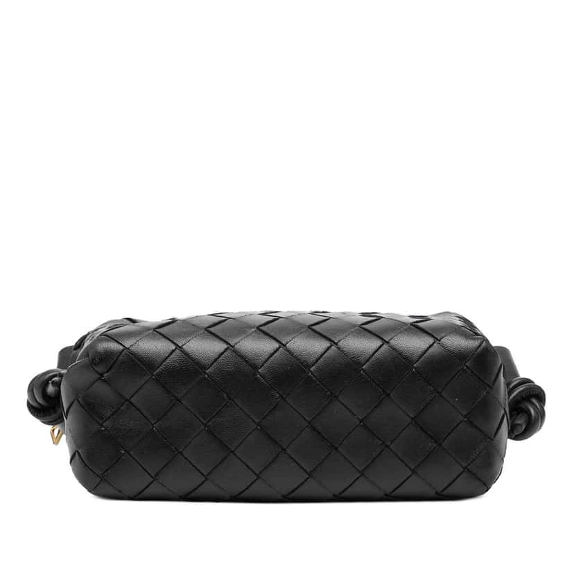 Bottega Veneta Mini Lambskin Intrecciato Loop Camera Bag Black Leather Good condition - Inside View