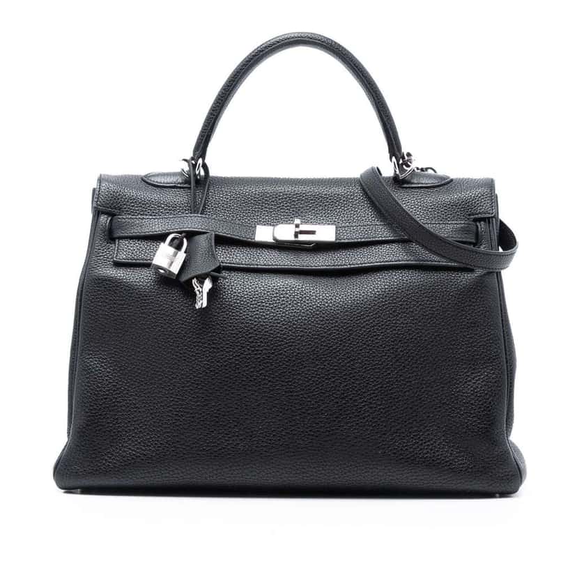 Hermès Togo Kelly II Retourne 35 Black Leather Good condition - Front View