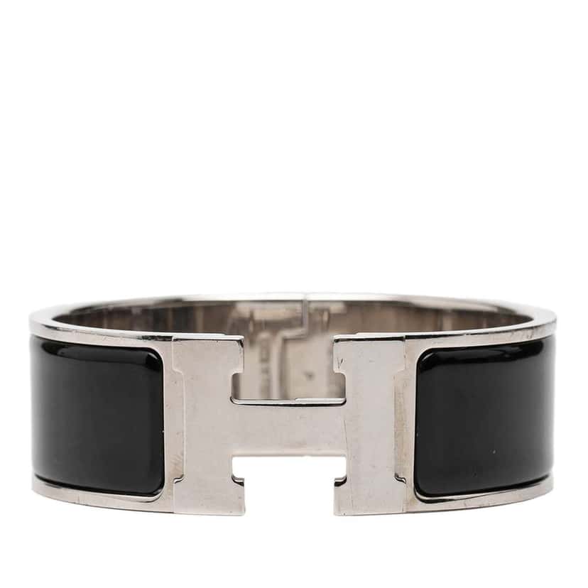 Hermès Wide Enamel Clic Clac H Bracelet PM Black Good condition - Front View