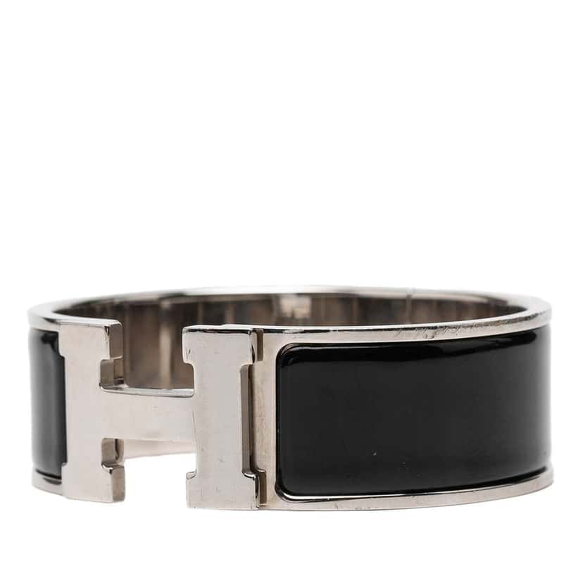 Hermès Wide Enamel Clic Clac H Bracelet PM Black Good condition - Back View