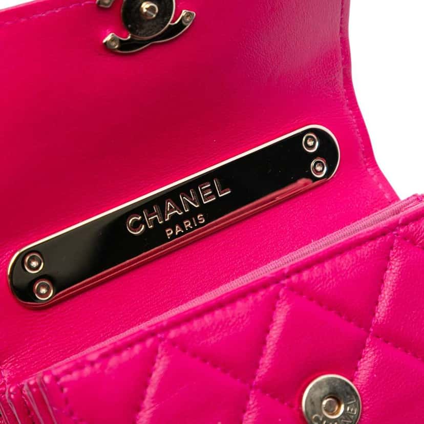 Chanel Mini Lambskin Paris Le19M Charming Top Handle Flap Pink Leather Good condition - Box View