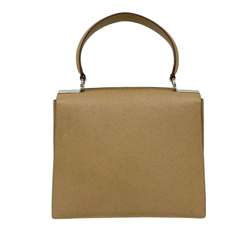Salvatore Ferragamo Leather Double Gancini Top Handle Bag Brown Leather Good condition - Back View
