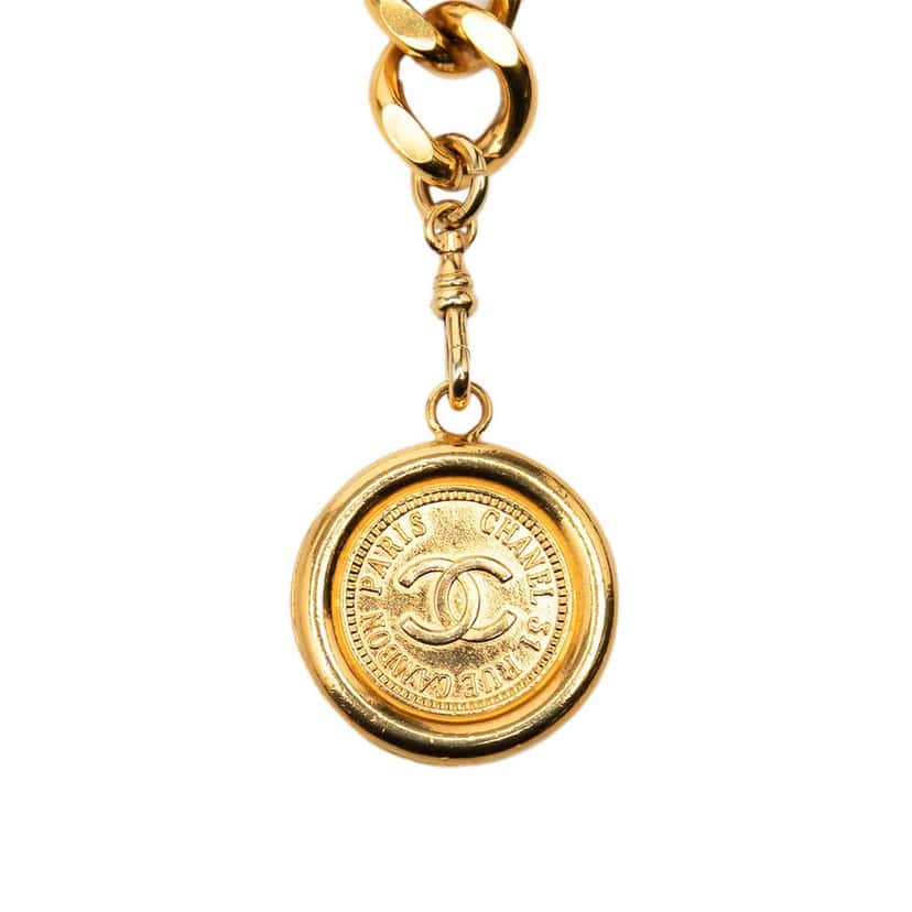 Chanel Gold Plated CC Medallion Chain Belt Gold Metal Very good condition - Back View