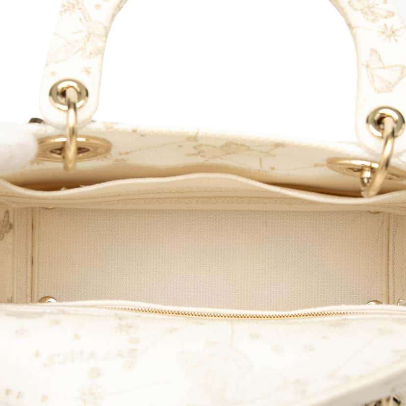 Dior Medium Embroidered Canvas Butterfly Zodiac Lady D Lite White Canvas Good condition - Model View
