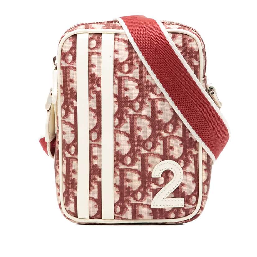 Dior Oblique Trotter Coated Canvas No.2 Crossbody Red Canvas Good condition - Front View