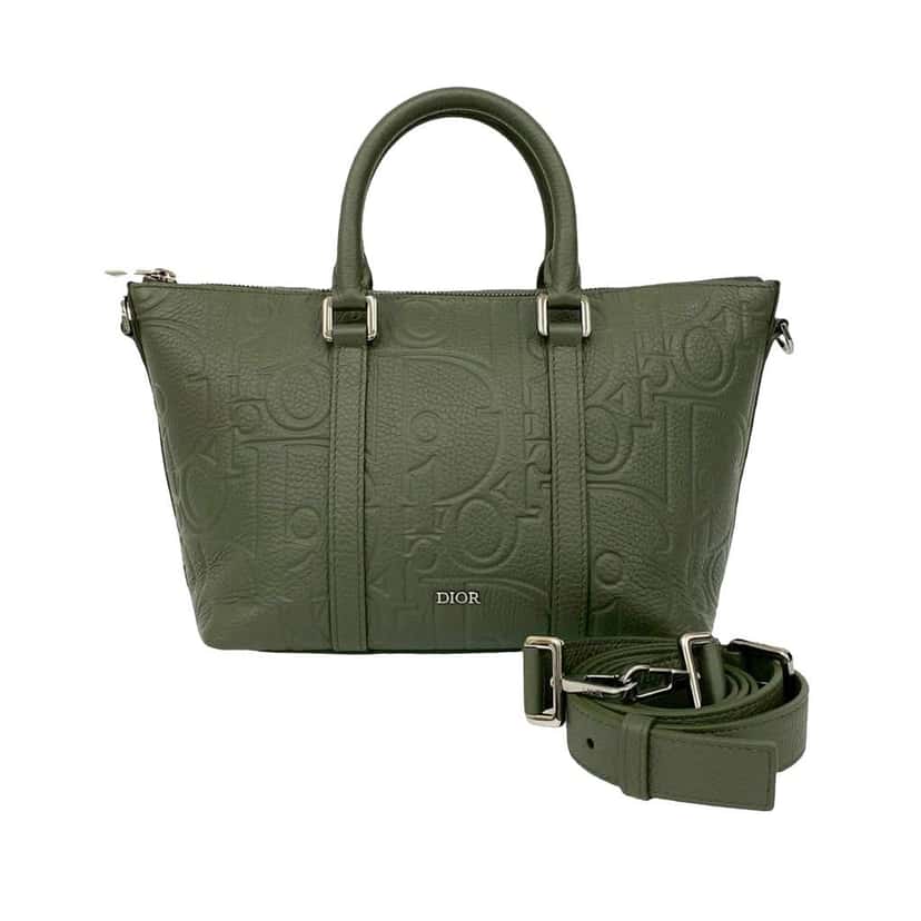 Dior Gravity Leather Weekender 25 Green Leather Good condition - Front View