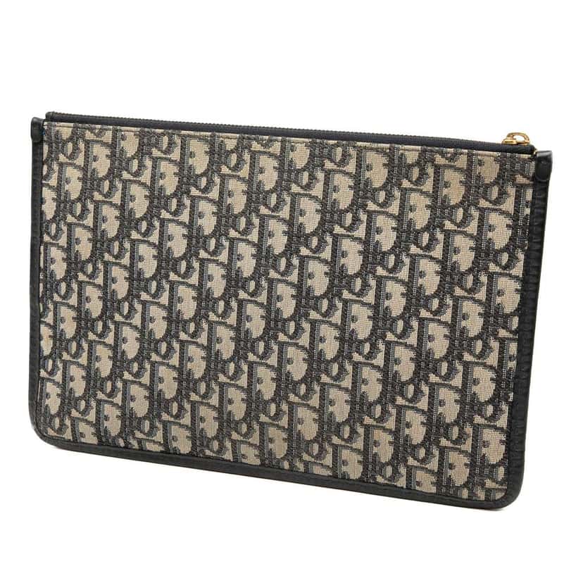 Dior Oblique Canvas Clutch Blue Canvas Very good condition - Back View
