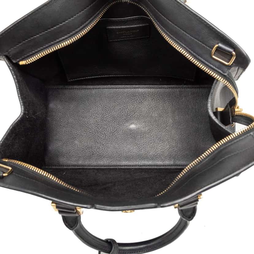 Saint Laurent Small Leather Monogram Cabas Satchel Black Leather Good condition - Model View
