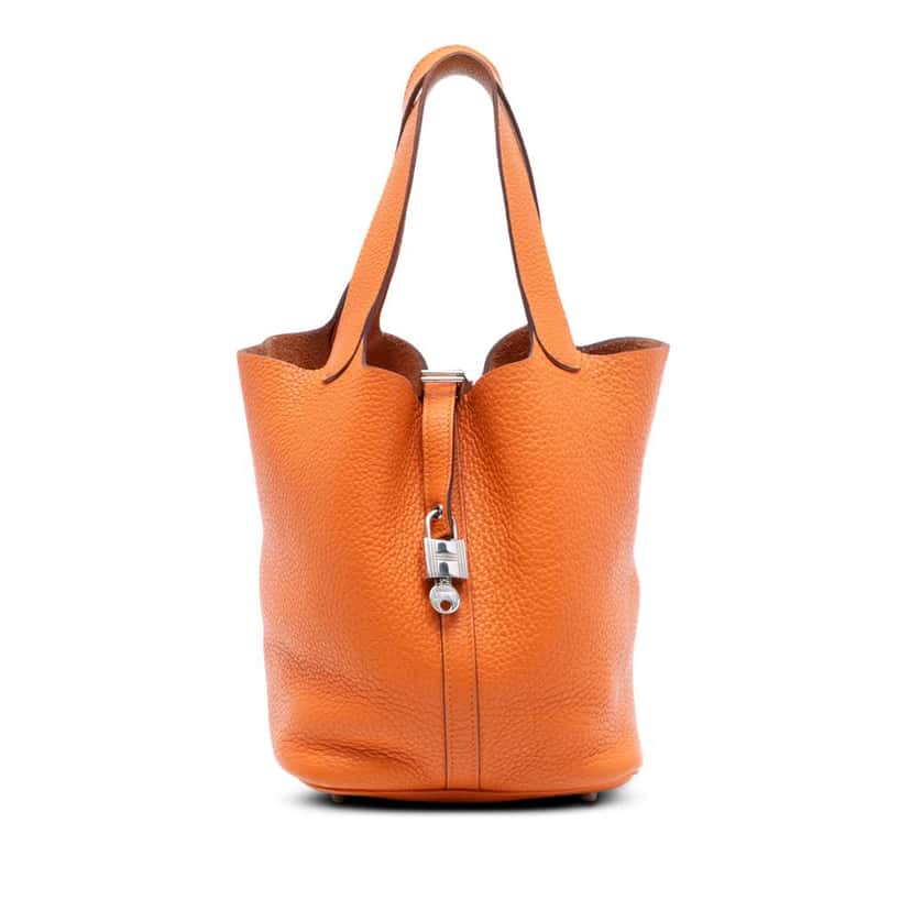 Hermès Clemence Picotin Lock 22 Orange Leather Good condition - Front View