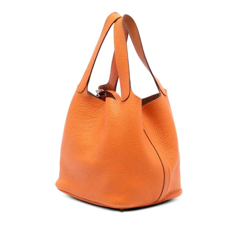 Hermès Clemence Picotin Lock 22 Orange Leather Good condition - Back View