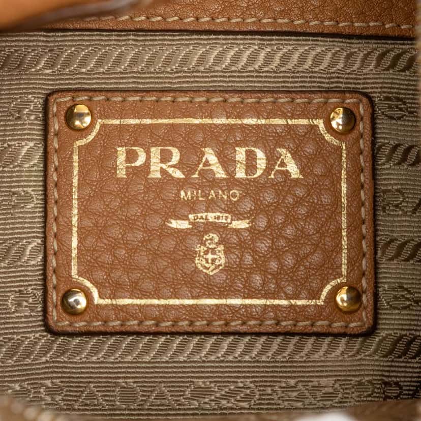 Prada Vitello Daino Shoulder Bag Brown Leather Very good condition - Box View