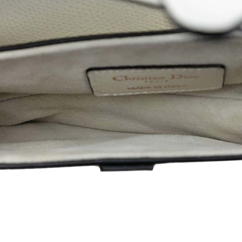 Dior Mini Grained Calfskin Saddle Bag White Leather Good condition - Model View
