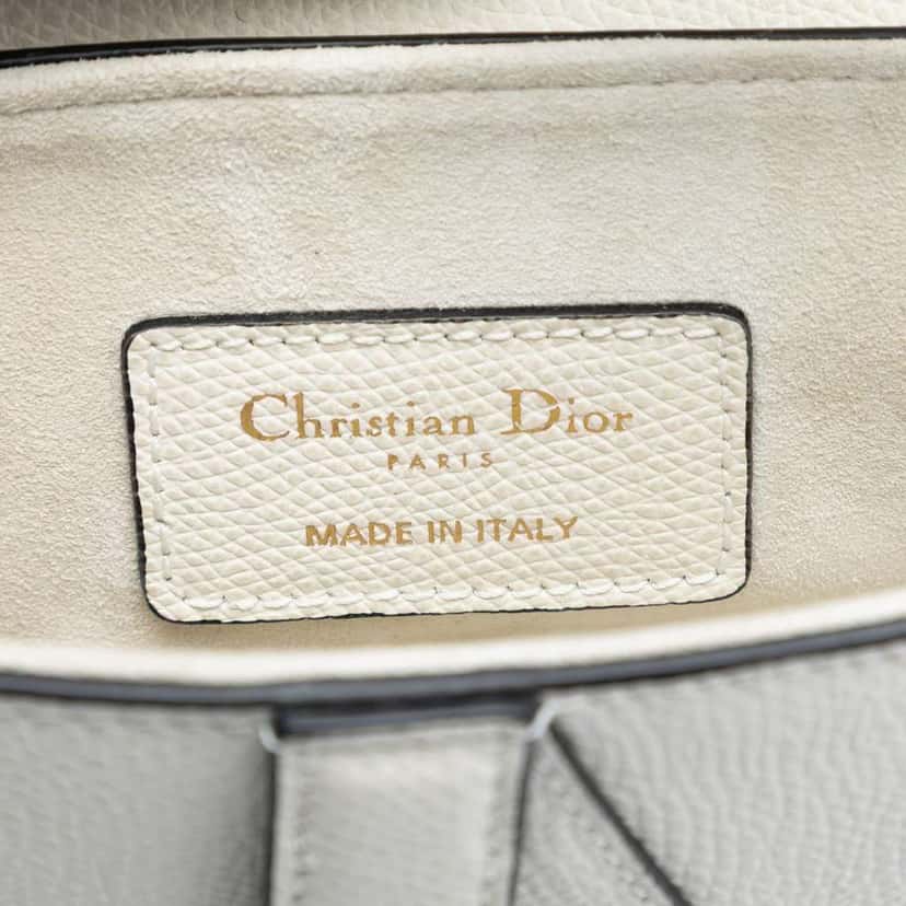 Dior Mini Grained Calfskin Saddle Bag White Leather Good condition - Box View