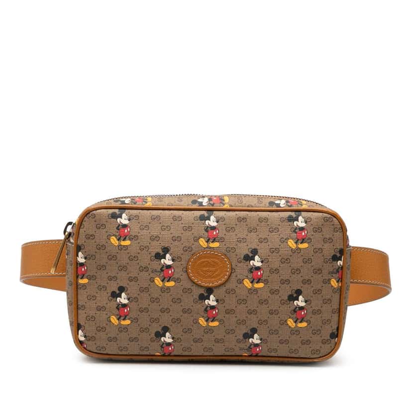 Gucci Disney Micro GG Supreme Mickey Mouse Belt Bag Brown Canvas Good condition - Front View
