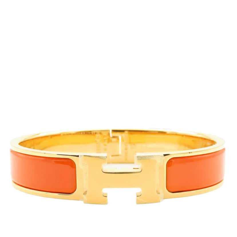 Hermès Enamel Clic H Bracelet PM Orange Good condition - Front View