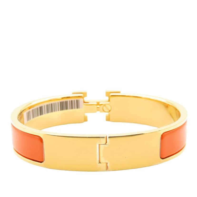 Hermès Enamel Clic H Bracelet PM Orange Good condition - Back View
