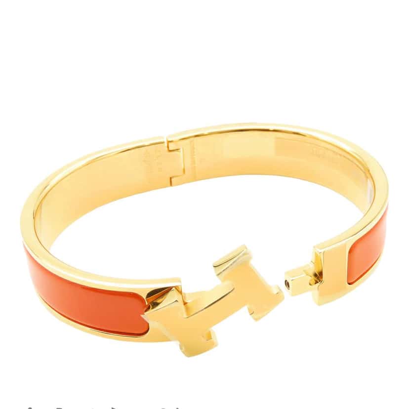 Hermès Enamel Clic H Bracelet PM Orange Good condition - Inside View
