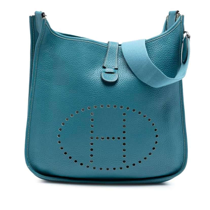 Hermès Clemence Evelyne III 29 Blue Leather Good condition - Front View