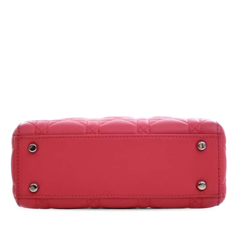 Dior Mini Lambskin Cannage Lady Dior Pink Leather Good condition - Inside View