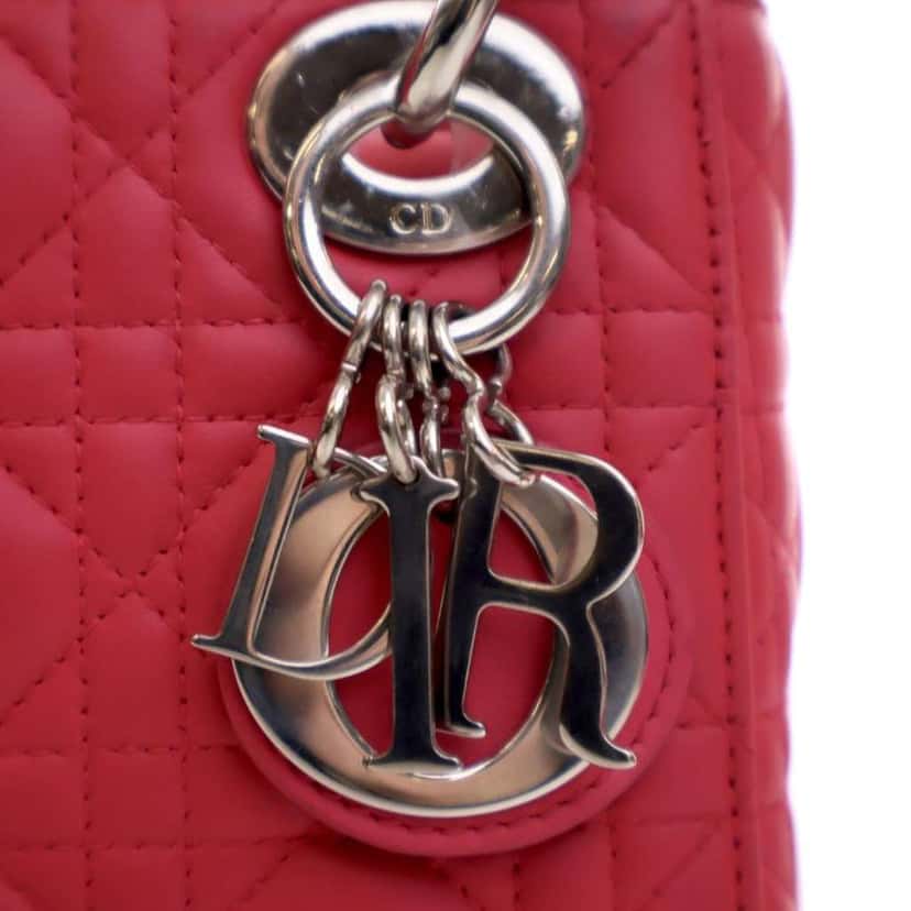 Dior Mini Lambskin Cannage Lady Dior Pink Leather Good condition - Box View