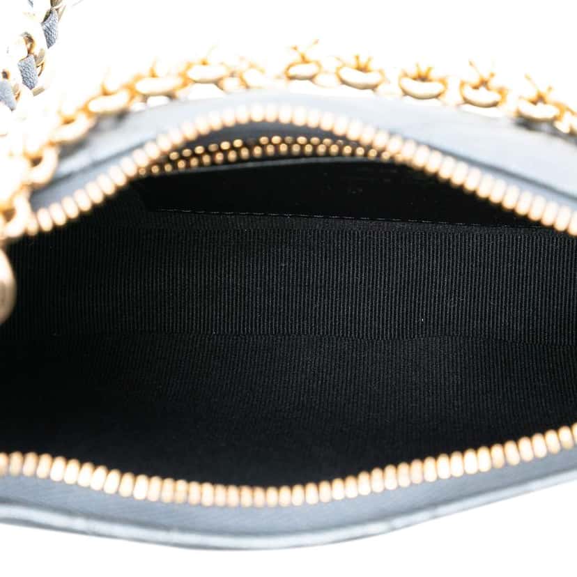 Chanel CC Quilted Metallic Lambskin Logo Chain Satchel Grey Leather Good condition - Model View