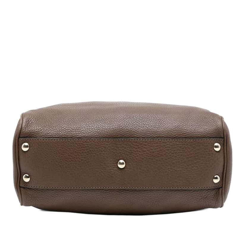 Gucci Small Calfskin Bamboo Shopper Satchel Brown Leather Good condition - Inside View