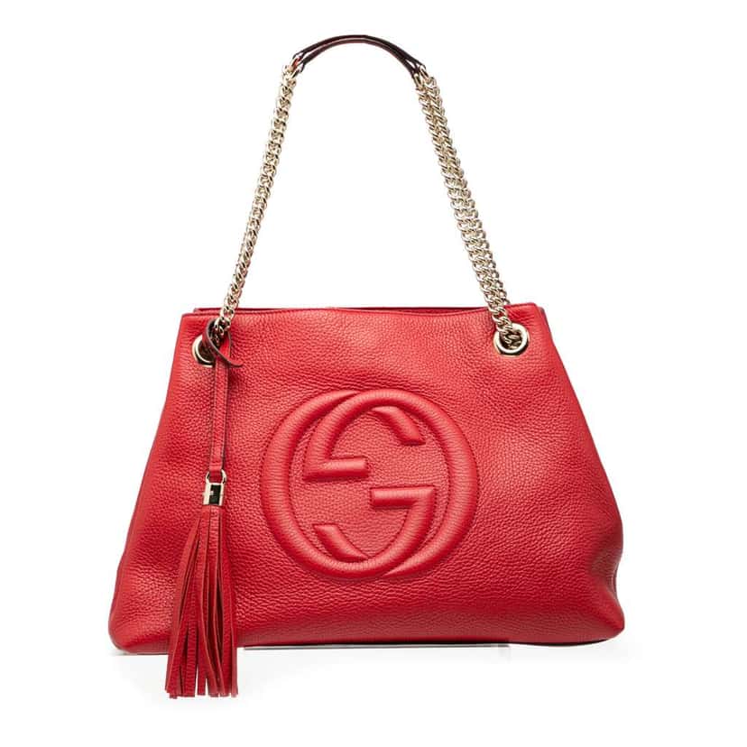 Gucci Medium Leather Soho Chain Tote Red Leather Good condition - Front View