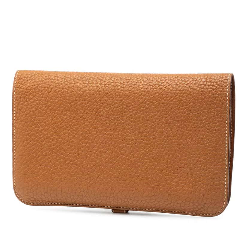 Hermès Togo Dogon Duo Wallet GM Brown Leather Good condition - Back View