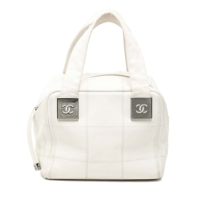 Chanel Mini Caviar Choco Bar Handbag White Leather Good condition - Front View