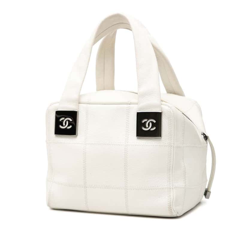 Chanel Mini Caviar Choco Bar Handbag White Leather Good condition - Back View