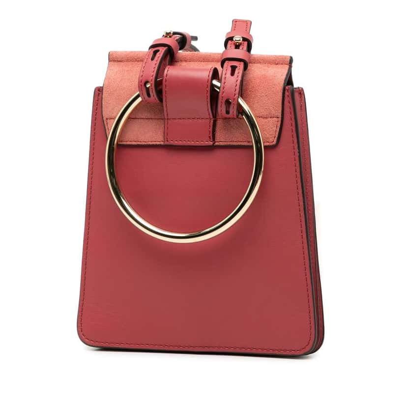 Chloé Mini Calfskin and Suede Faye Bracelet Bag Red Leather Good condition - Back View