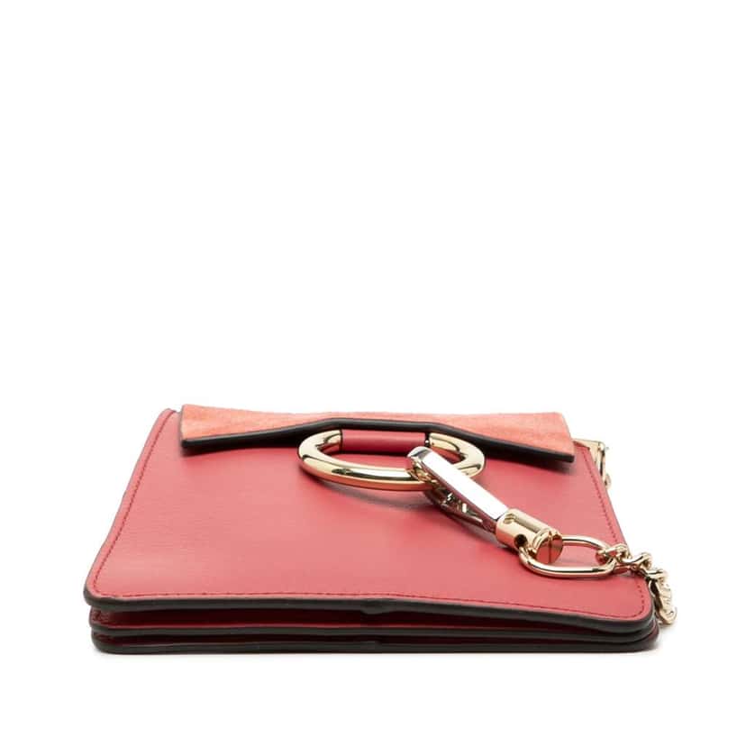 Chloé Mini Calfskin and Suede Faye Bracelet Bag Red Leather Good condition - Inside View