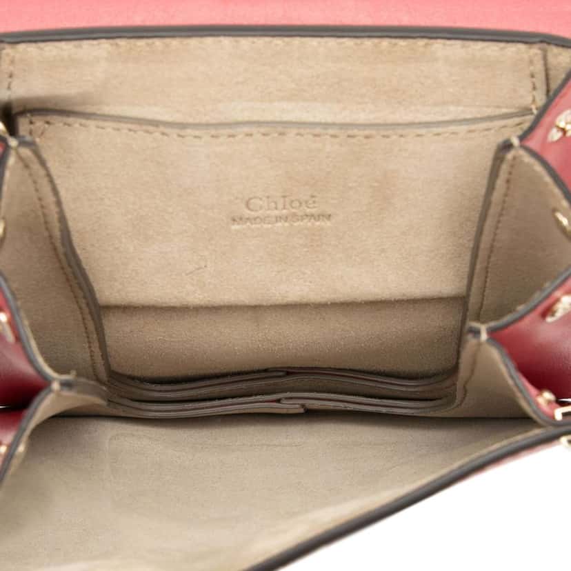 Chloé Mini Calfskin and Suede Faye Bracelet Bag Red Leather Good condition - Model View