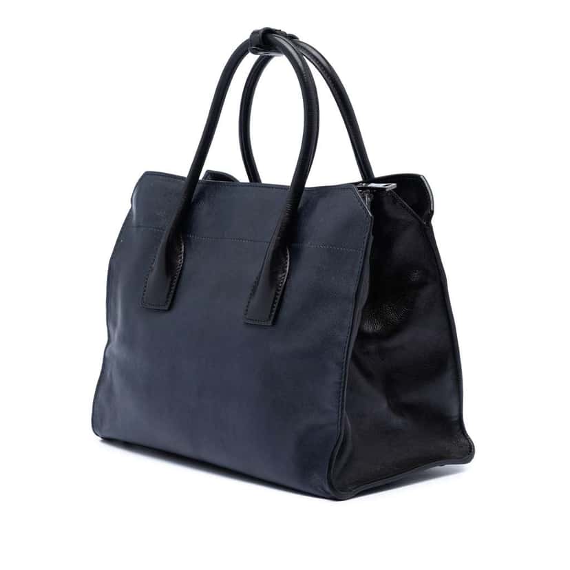 Prada Glace Calf Satchel Blue Leather Good condition - Back View