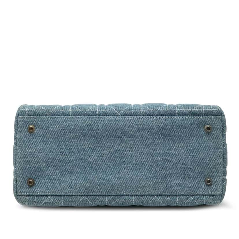 Dior Medium Denim Cannage Acrylic Handles Lady Dior Blue Denim Good condition - Inside View