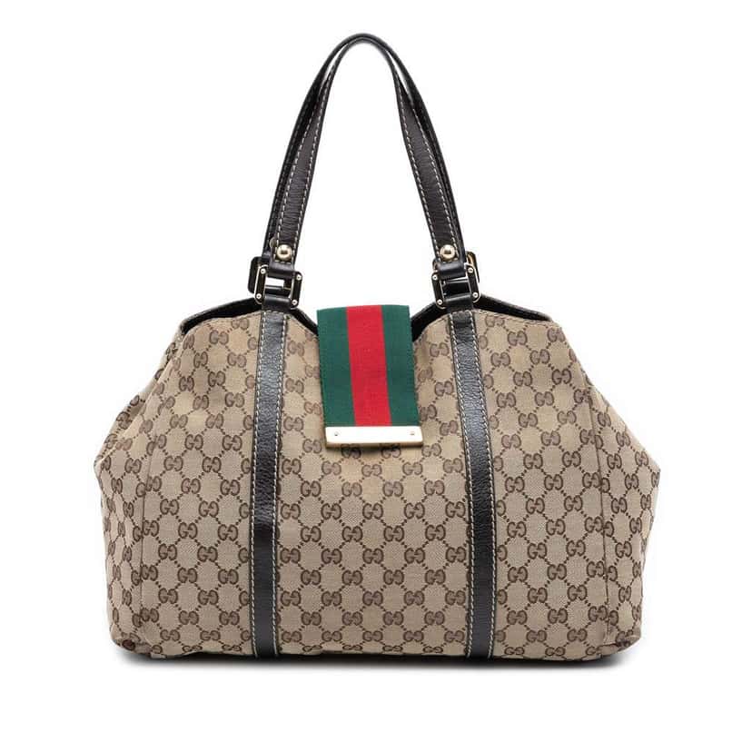 Gucci GG Canvas Web New Ladies Tote Brown Canvas Good condition - Front View