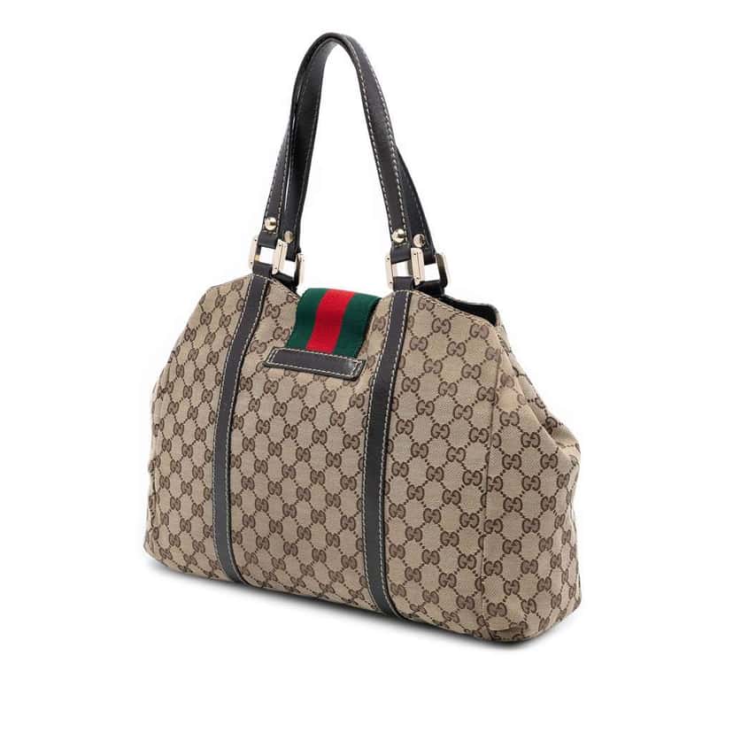 Gucci GG Canvas Web New Ladies Tote Brown Canvas Good condition - Back View