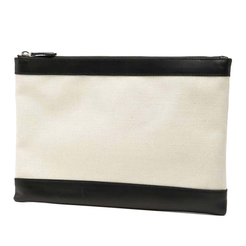 Balenciaga M Canvas Navy Clip Clutch White Canvas Very good condition - Back View