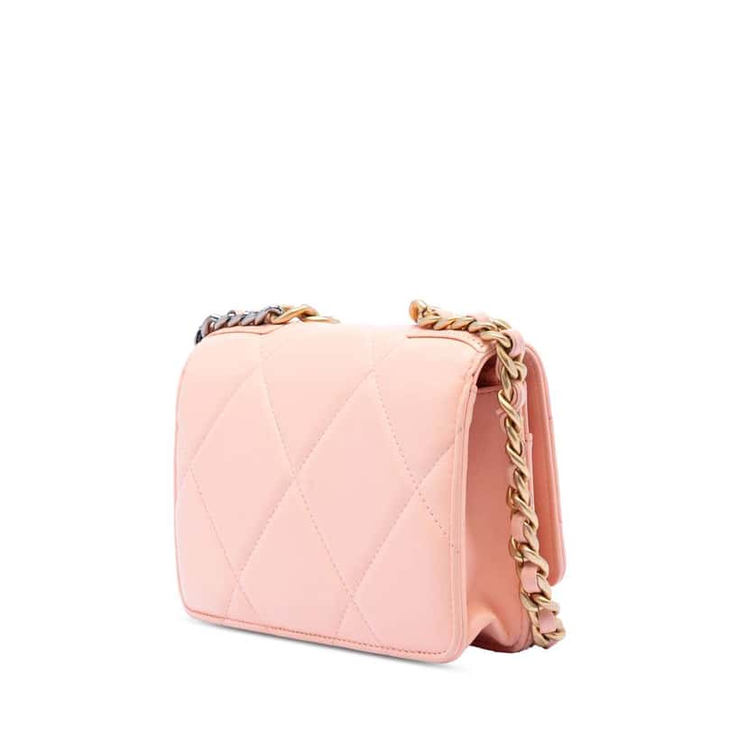 Chanel Quilted Lambskin 19 Wallet on Chain Pink Leather Very good condition - Back View