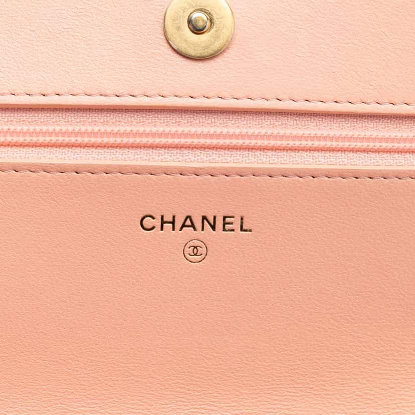 Chanel Quilted Lambskin 19 Wallet on Chain Pink Leather Very good condition - Box View
